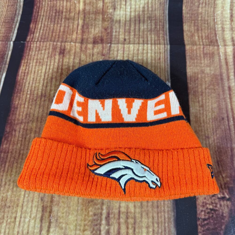 Denver Broncos New Era Unisex Orange Navy Blue NFL Sport Knit Beanie Fold Over